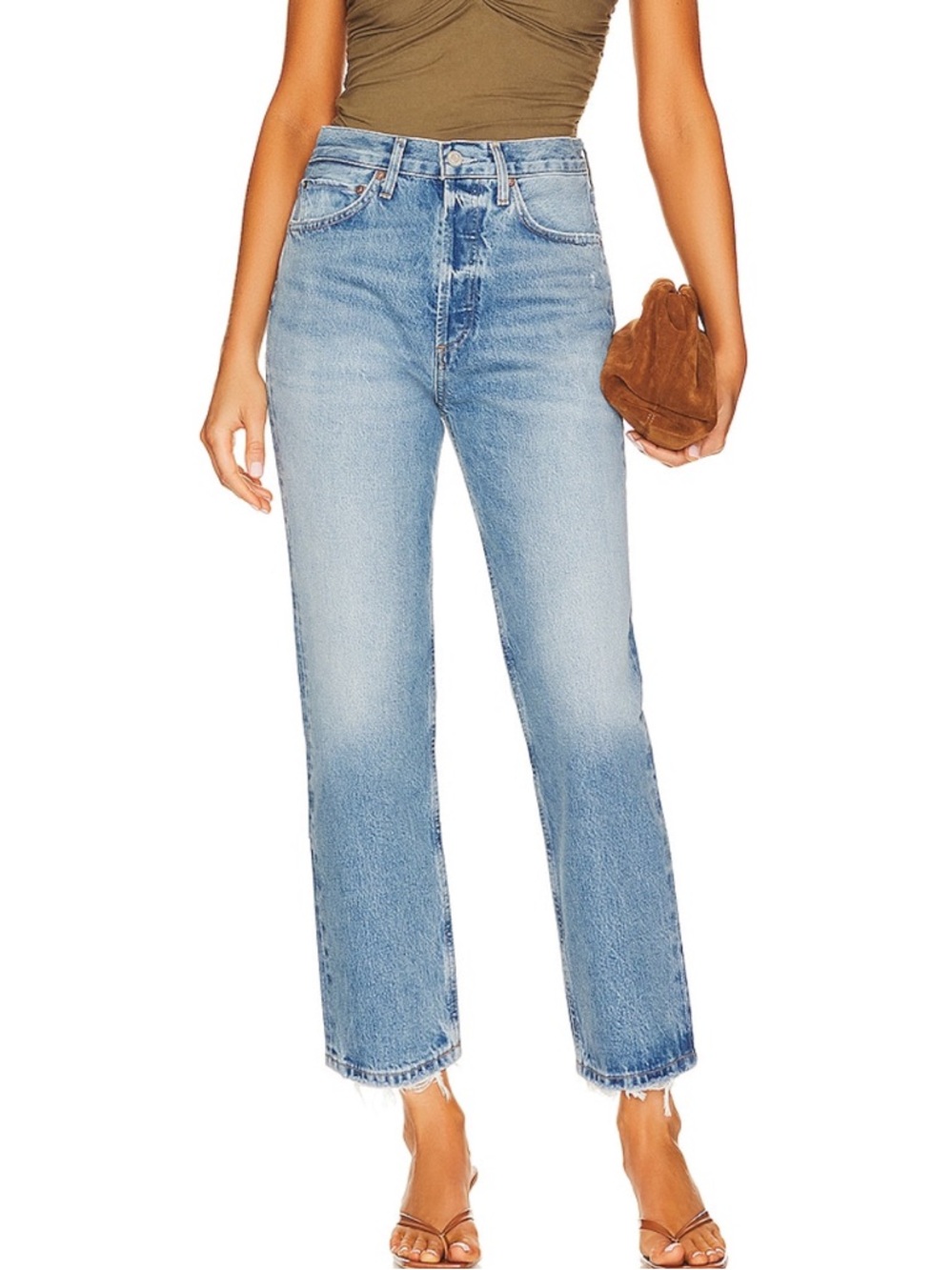 AGOLDE DENIM RILEY HIGH RATE SE STRAIGHT CROP JEANS SZ28 NWT COLOR CURIO